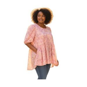 SIREN LILY PINK FLORAL TIE BACK TOP SZ.2X EUC